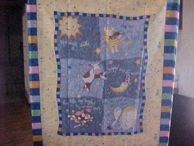 HEY DIDDLE DIDDLE RHYME FABRIC PANEL TO QUILT BABY QUILT