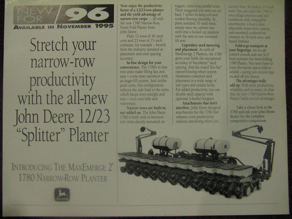 John Deere 1780 MaxEmerge 2 12/23 Row Splitter Planter Announcement 