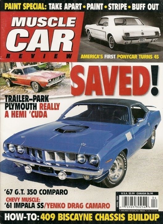 MUSCLE CAR REVIEW 2009 APR   COBRA KIT, MUSTANG Spcl, SS409, GTX 