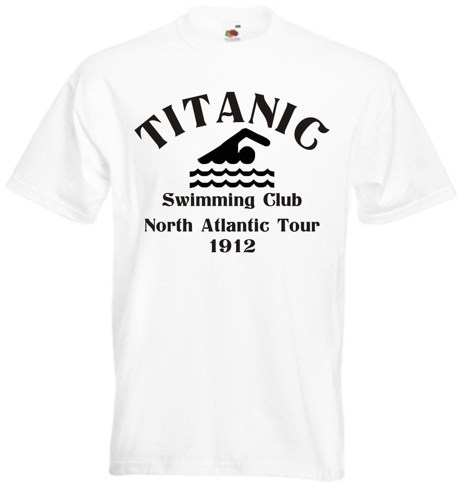 Titanic Swimming Club t shirt   Funny comic t shirt retro historic 