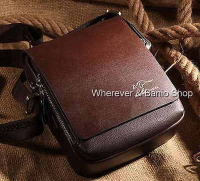 Authentic kangaroo kingdom Mens Genuine Leather/PU Shoulder bag Brown 