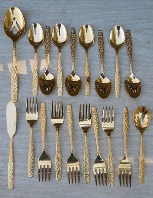   Golden Heritage IS Gold Plated Stainless 19 PC FLATWARE SET 