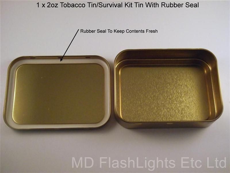 2oz TOBACCO TIN/SURVIVAL KIT TIN WITH RUBBER SEAL SAMEDAY POST