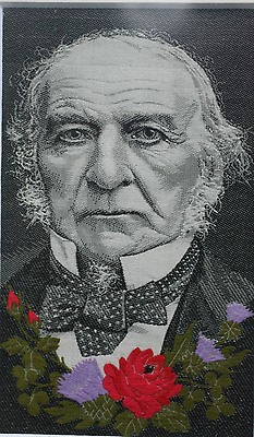   Silk Woven Portrait Picture of W.E. Gladstone   Woven in 1880s