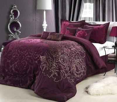 PIECE LUXURY LAKHANI QUEEN PLUM PURPLE BEDDING SET