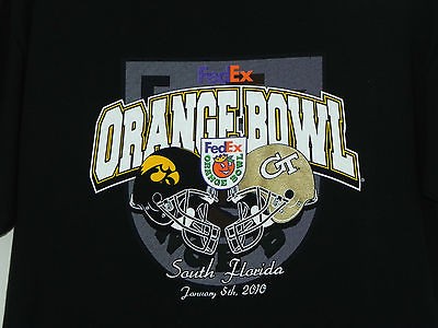   Fed Ex Orange Bowl T Shirt January 5th 2010 Iowa vs Georgie Tech