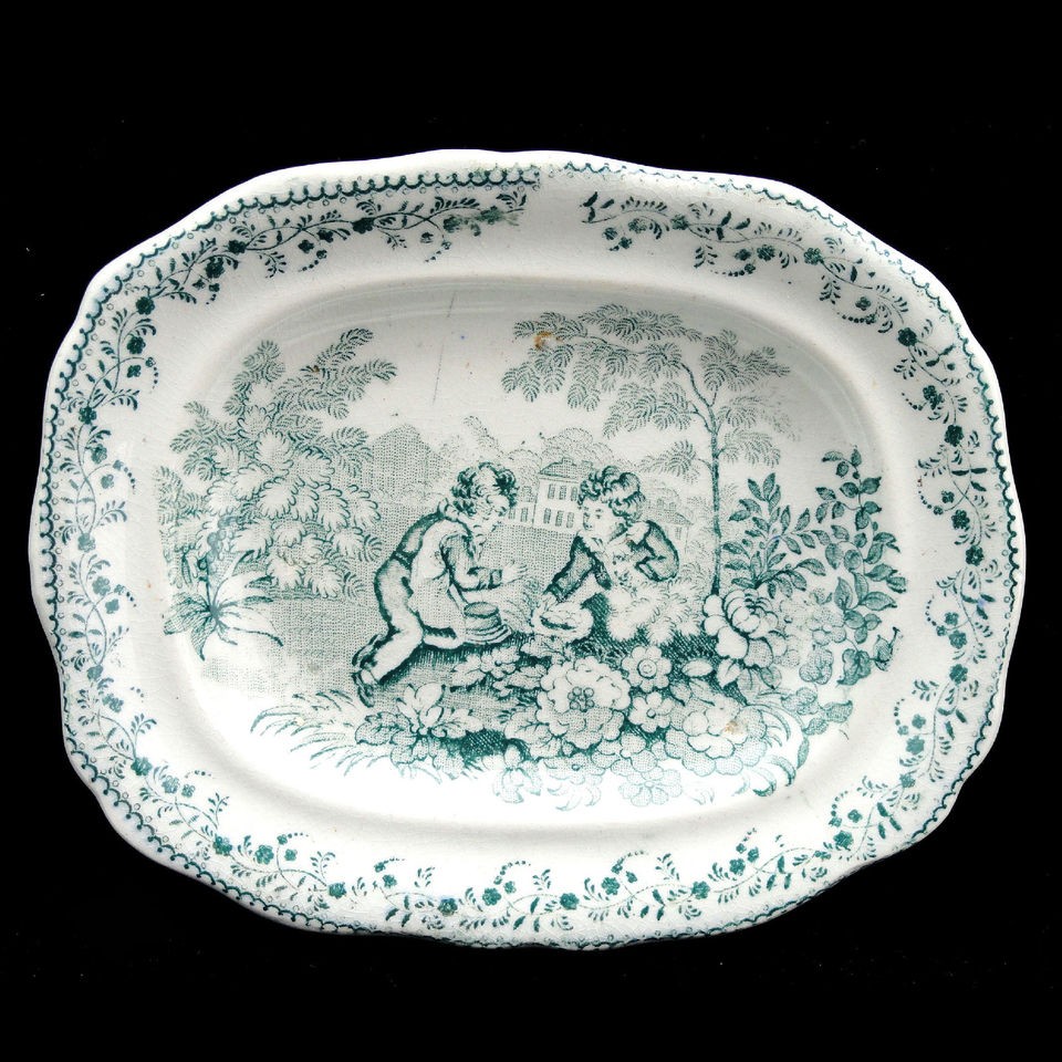 Staffordshire Childs Miniature Dinner Set Platter BIRDS NEST GARDEN 