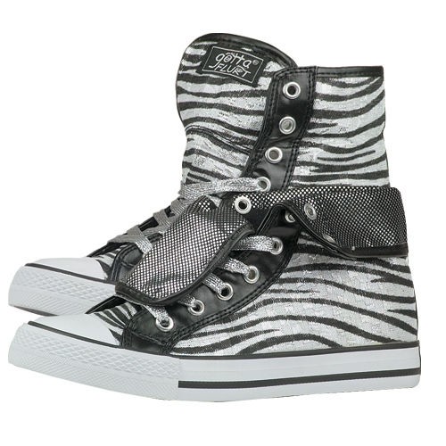 Gotta Flurt Fold Down High Top Sneaker in Zebra Print   WILDLIFE