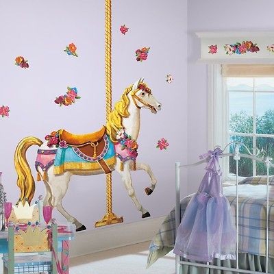 New Giant CAROUSEL HORSE WALL DECALS Girls Bedroom Baby Nursery 