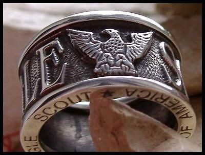   10 EAGLE SCOUT BOY SCOUTS AMERICA RING BAND UNIQUE STEEL SILVER   B3