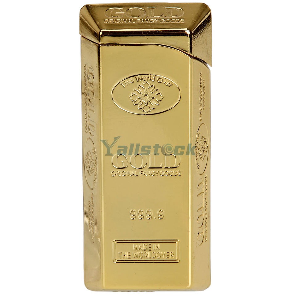 Gold Bar Shape Windproof Refillable Butane Cigar Cigarette Lighter