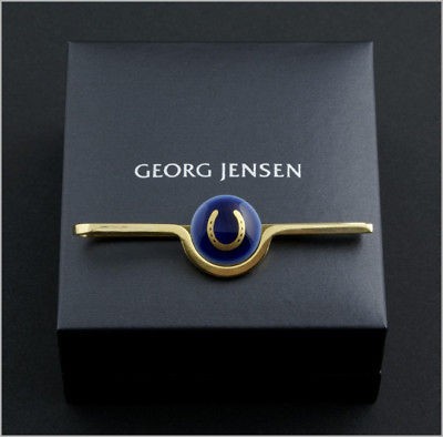 GEORG JENSEN Silver Tie Clip with Porcelain, Horseshoe