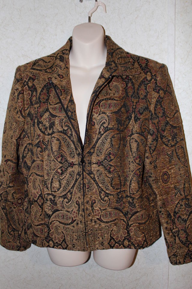 Giancarlo Ferrari Beautiful Zip Blazer Jacket Sz 14 Paisley