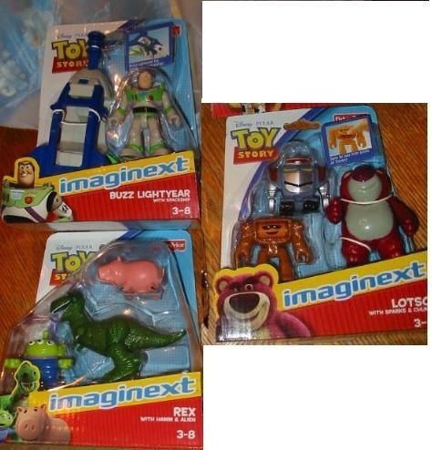 IMAGINEXT SET OF 3 Toy Story 3 BUZZ, REX Hamm, LOTSO Spark