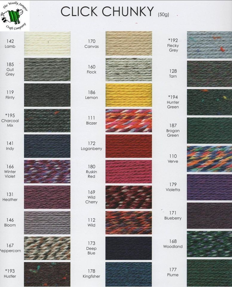 SIRDAR CLICK CHUNKY KNITTING YARN WITH WOOL   Various Shades Available