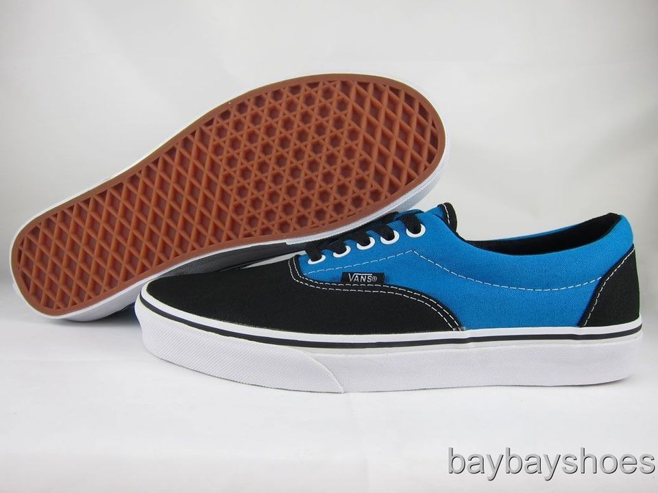 VANS ERA 2 TONE BLACK/TURKISH TILE BLUE/WHITE CLASSIC SKATE MENS ALL 