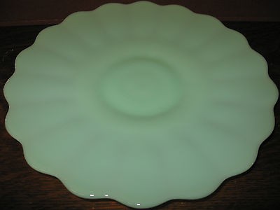 Jadeite green Glass cake serving stand plate platter pedistal raised 