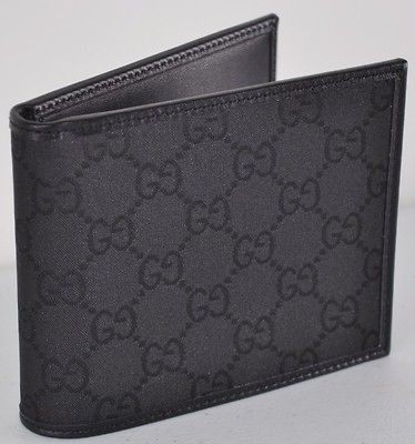 NWT GUCCI 260987 MENS BLACK CANVAS GG MONOGRAM LOGO BIFOLD WALLET~BOX 