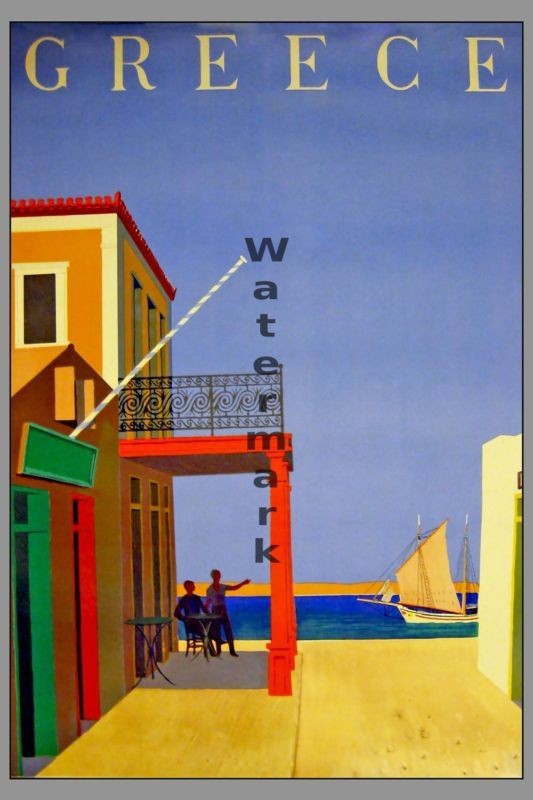 Vintage Travel Poster Greece 24x36