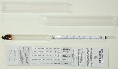 Proof and Tralle Hydrometer alcohol meter 0 to 100%