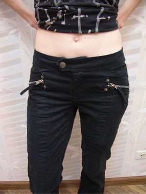 GUESS BOOT JEANS Black Zipper Slim Skinny Corduroy Steampunk Cyber 