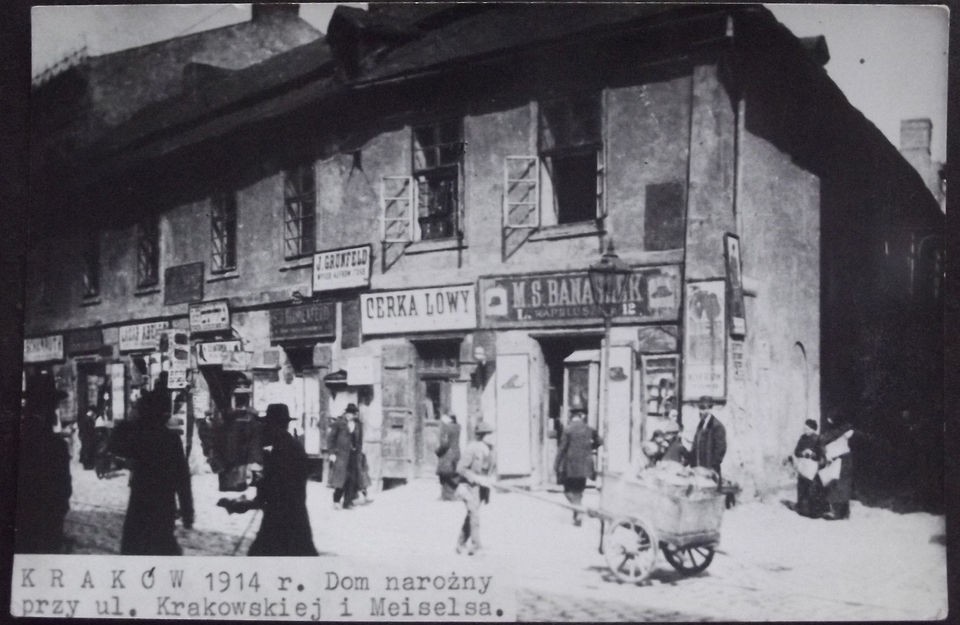 JUDAICA POLAND KRAKOW OLD PHOTO JEWISH PEOPLE & JEWISH STREET HEBREW 