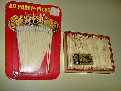 Vintage Faux Ivory Buddha Party Forks (org. box) & Party Picks (1969 