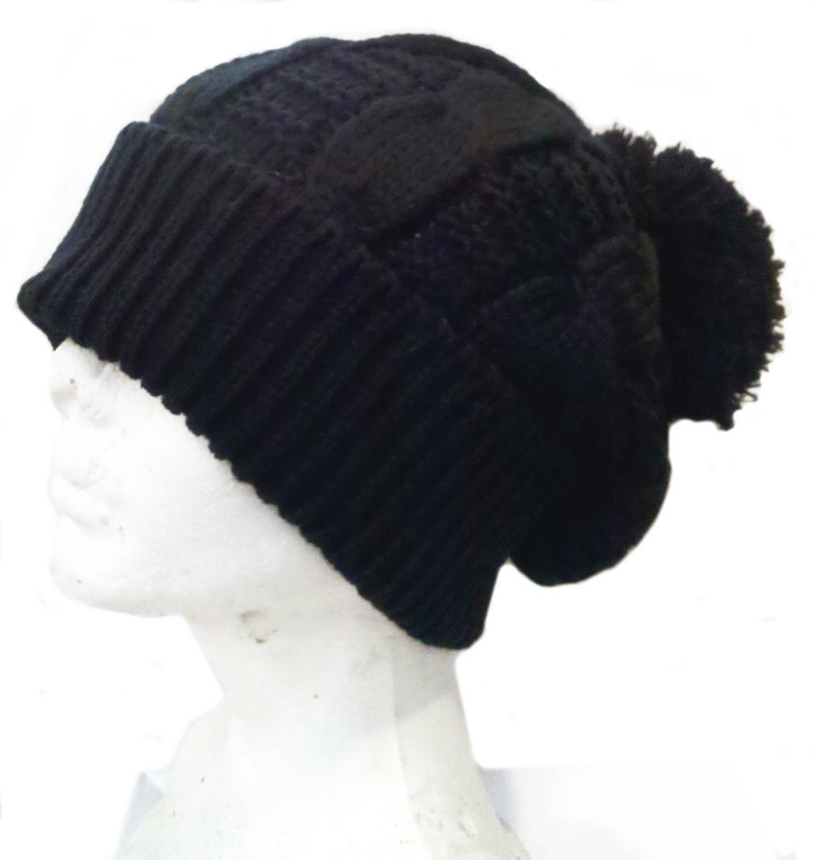 Unisex Pom Knit Beanie Warm Winter Hat Ski Cap