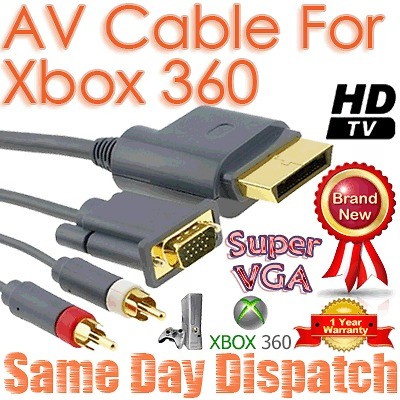 XBOX 360 To 2 RCA S VGA AV Audio Video Component HD Cable 1M 1.2M 1.5M 