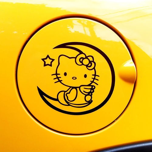 Hello Kitty Logo Decal Car Sticker fuel cover 4.0x3.7 black