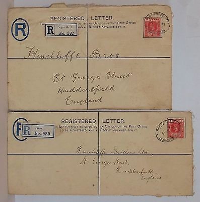 1920 LAGOS SOUTHERN NIGERIA KGV 2d REGISTERED COVERS to ENGLAND (2)