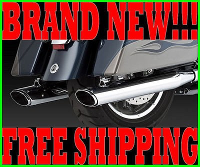 VANCE & HINES TWIN SLASH OVAL SLIP ON MUFFLERS EXHAUST HARLEY TOURING 