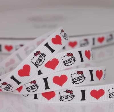  10 yards 3/8 9mm I LOVE NERDS HELLOKITTY Printed 