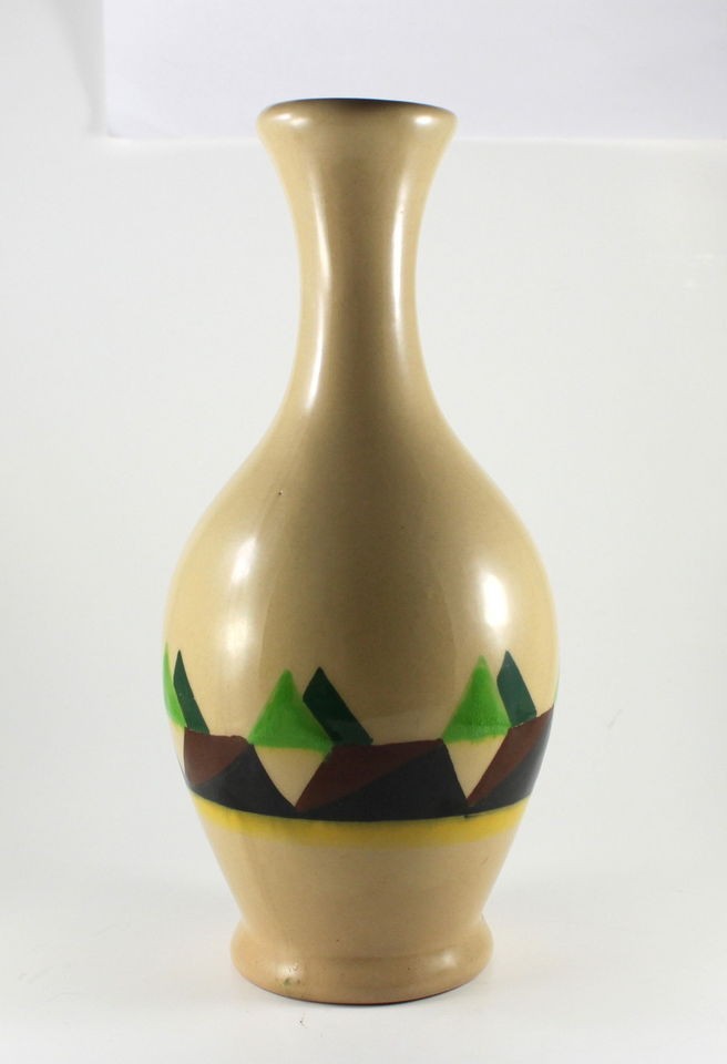 Henri Delcourt France Vase in Art Deco or Southwestern Abstract Style 