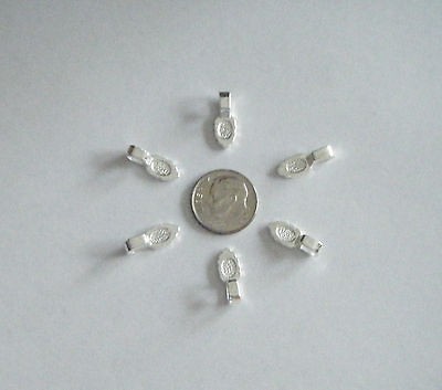 50 SMALL SHINY SILVER GLUE ON BAILS~16MM X 6MM~GREAT FOR BOTTLE CAP 