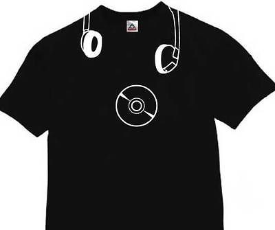 DJ HEADPHONE T SHIRT BAND MUSIC TEE PARTIES BLACK S