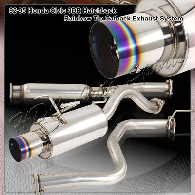 JDM N1 92 95 HONDA CIVIC 3D BURNT TIP CATBACK EXHAUST