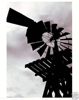 SILHOUETTE EARLY AMERICA WATER PUMPING WINDMILL~C 1950