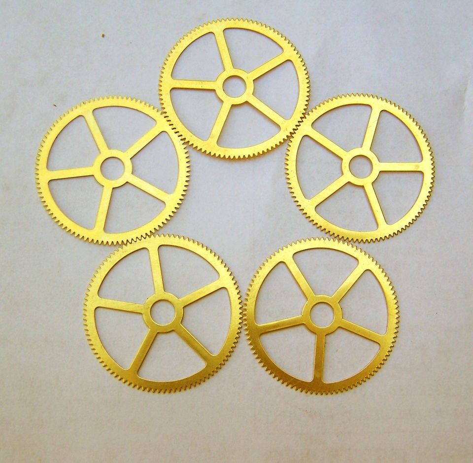   Watch clock gears cogs wheels parts   5 LARGE Brass gears 35mm 1.5