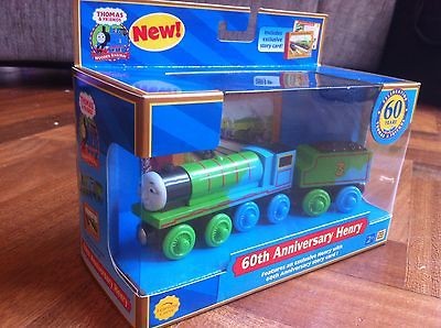   NEW IN BOX WOODEN THOMAS TANK ENGINE RAILWAY 60TH ANNIVERSARY HENRY