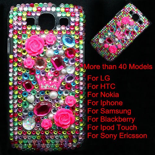   Bling Crystal Plastic Back Case Cover Skins For Mobile Cell Phone #B