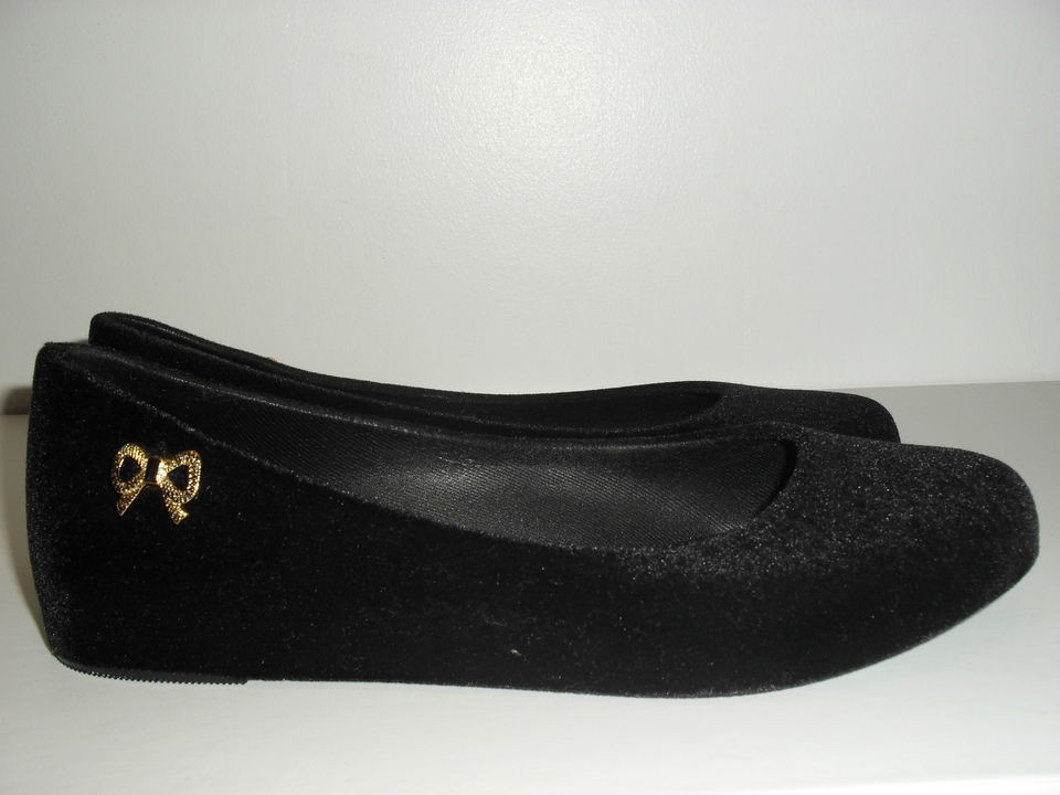 Melissa thinking black flock ballerina shoe UK4 EUR 37 US 6