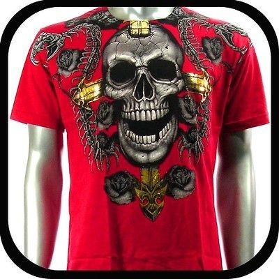   Shirt Tattoo Skull Punk AD33 Sz XXL Graffiti Indie Rock bmx 2XL