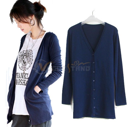   Cotton Long Sleeve Cardigan Top Coat Jacket Sweater Outwear V 30