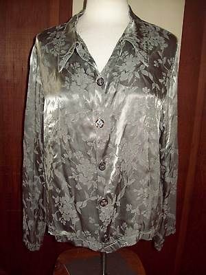 CP SHADES 100% RAYON JACQUARD SHIRT,TOP PEWTER SZ S SEE MEAS.