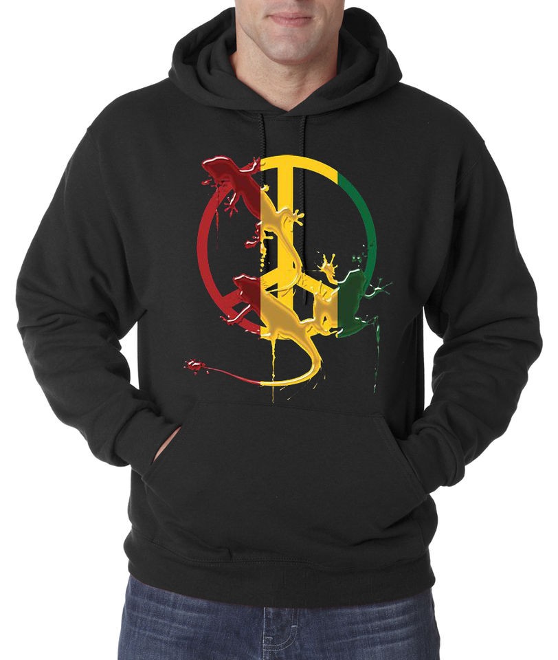 Peace Gecko Frog Rasta Love Jammin 50/50 Pullover Hoodie