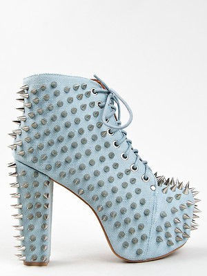 JEFFREY CAMPBELL LITA Spike Blue Denim Platform HEEL Women sz pump 