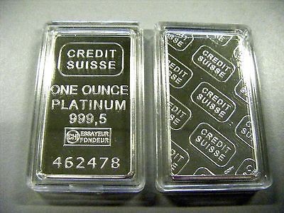 NEW 1  1 oz  Clad 999.5 PLATINUM *CREDIT SUISSE* BAR 100 Mill Great 