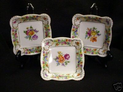 Bavaria China Dresden Flowers 3 Fruit Bowls  WITHIN USA