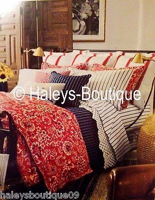 LAUREN Ralph Lauren King Sz Comforter Red Blue Villa Martine Qulit 